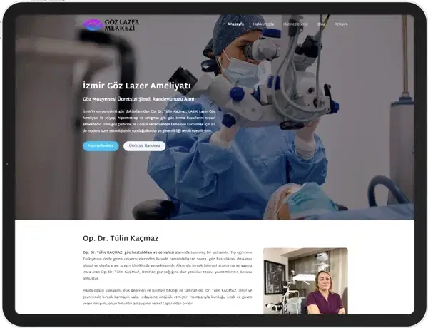 izmir göz lazer merkezi doktor tülin kaçmaz kurumsal web tasarım çalışması